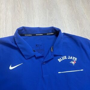 Toronto Blue Jays Nike MLB Baseball Blue Men's Large Polo Shirt Microfiber Read*